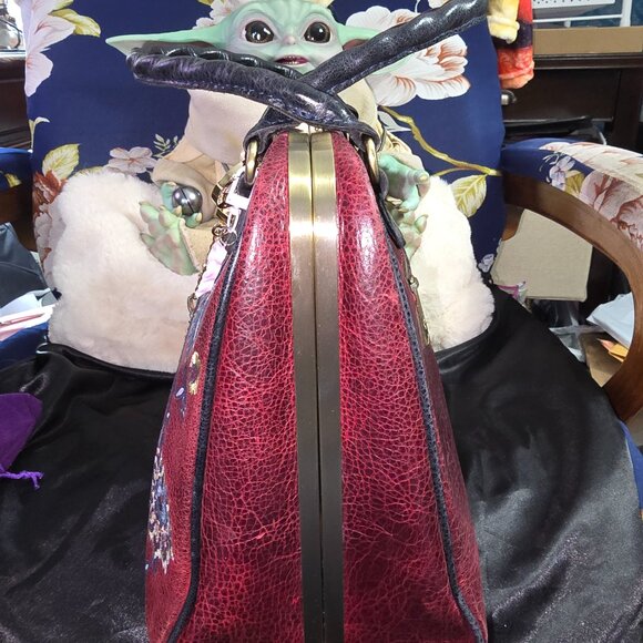 Patricia Nash Provencal Red Artesa Frame Embroidery Satchel & Coach Wallet - Picture 6 of 13